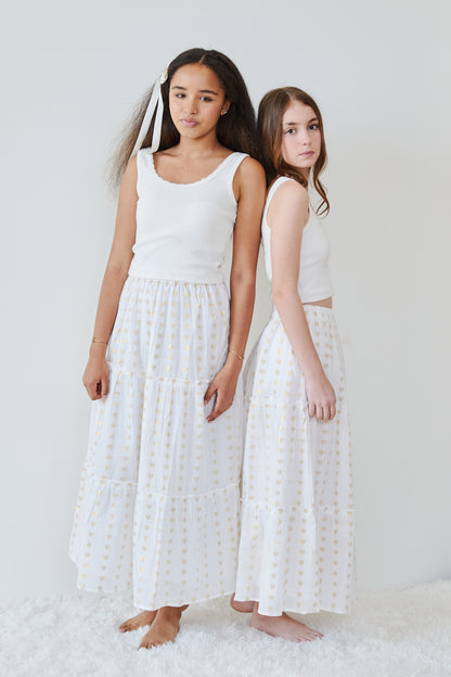 Bella White Heart Lurex Maxi