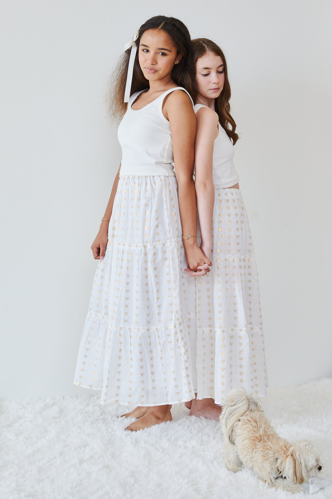 Bella White Heart Lurex Maxi