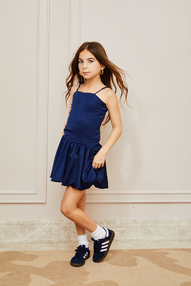 Bailey Satin Ballet Dress - Navy