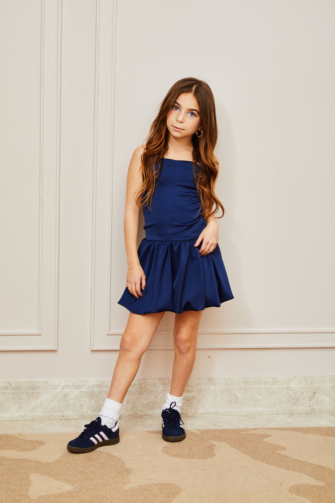 Bailey Satin Ballet Dress - Navy