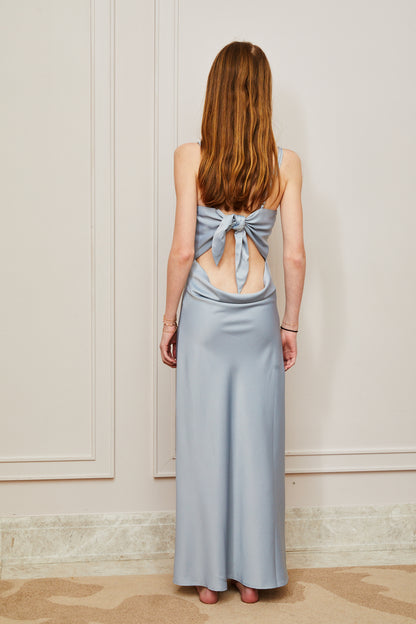 Charlotte Long Satin Ballet Dress - Silver Grey