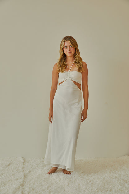 Samantha White Dot Mesh Dress