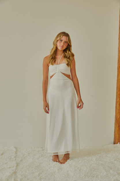 Samantha White Dot Mesh Dress