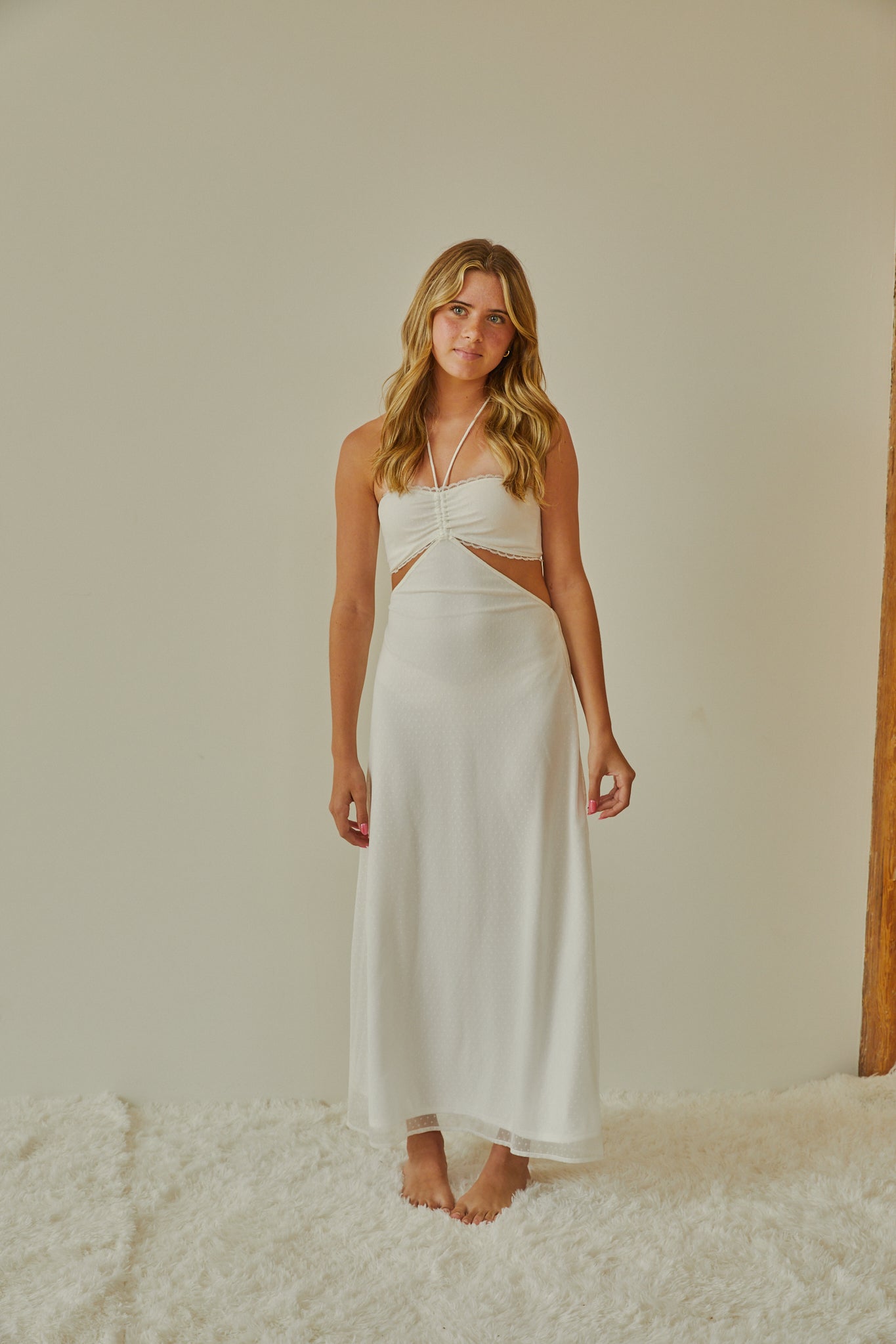 Samantha White Dot Mesh Dress