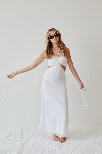 Samantha White Dot Mesh Dress
