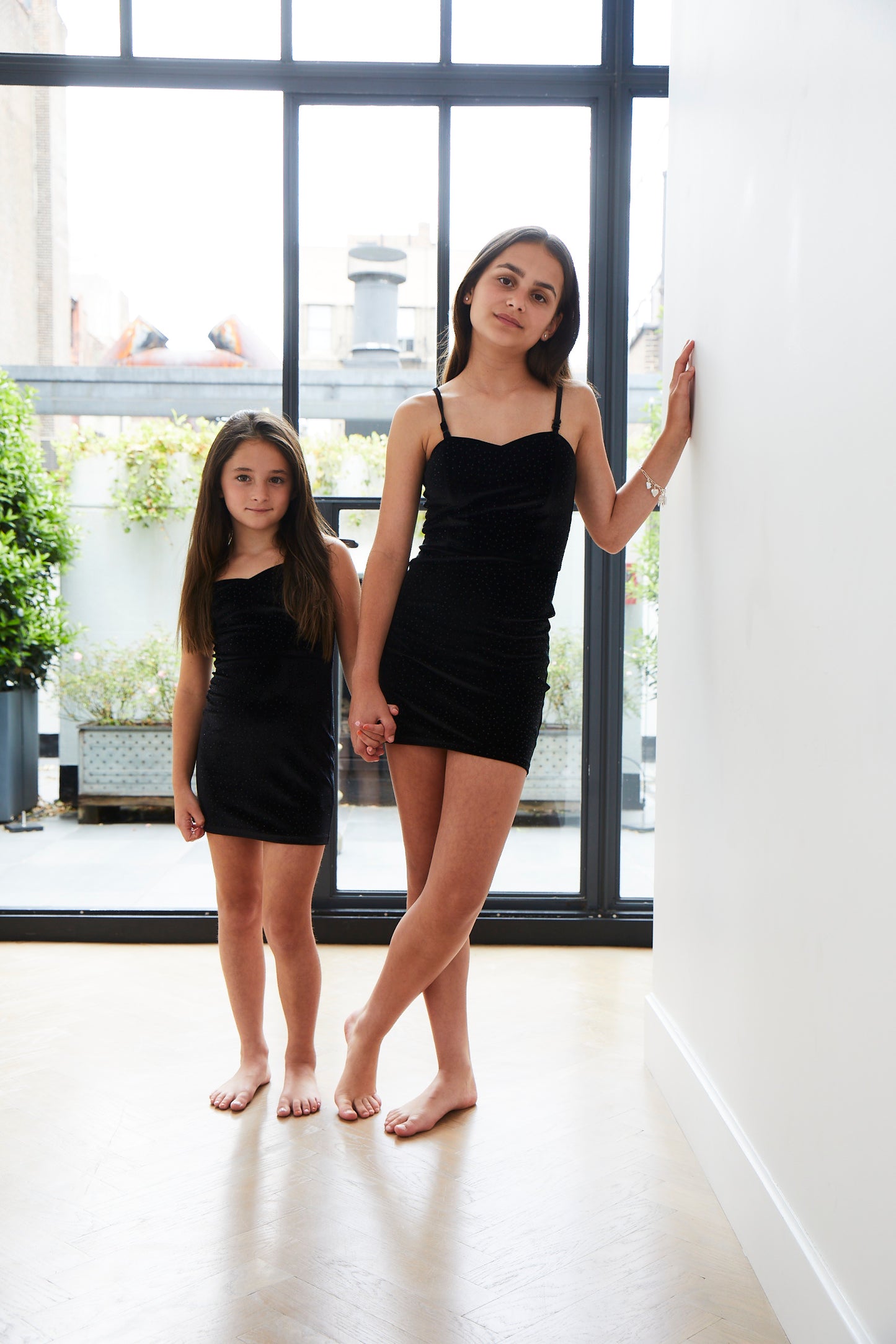 The Serena Dress Black Velour Studs