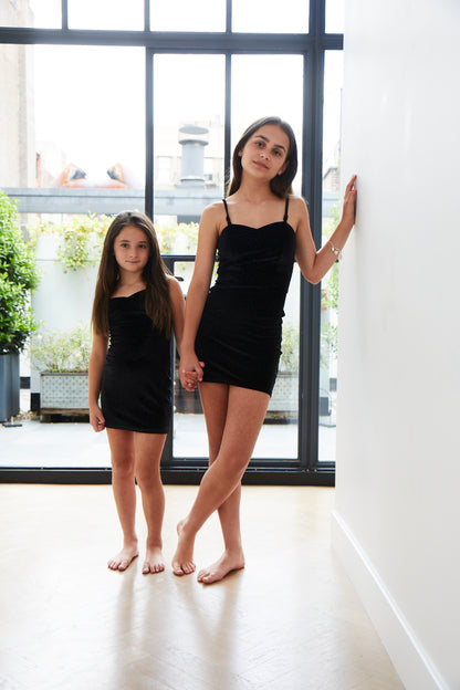 The Serena Dress Black Velour Studs