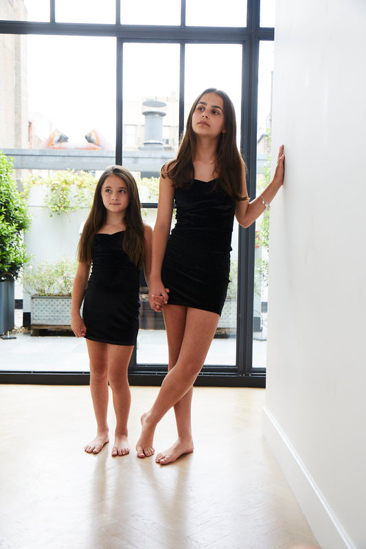 The Serena Dress Black Velour Studs