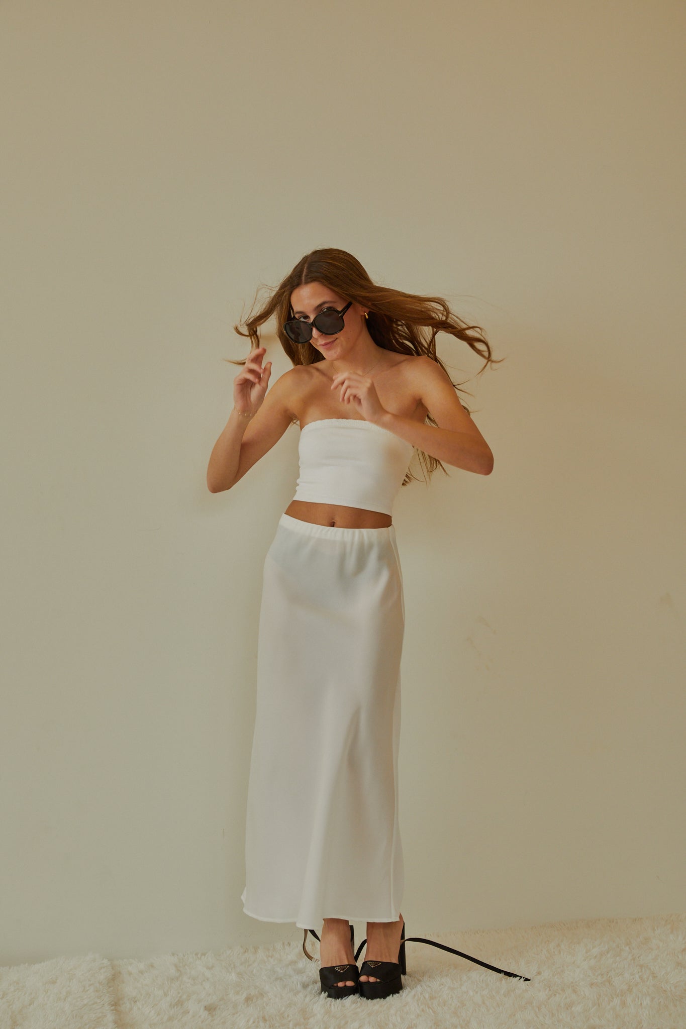 Joey White Satin Maxi