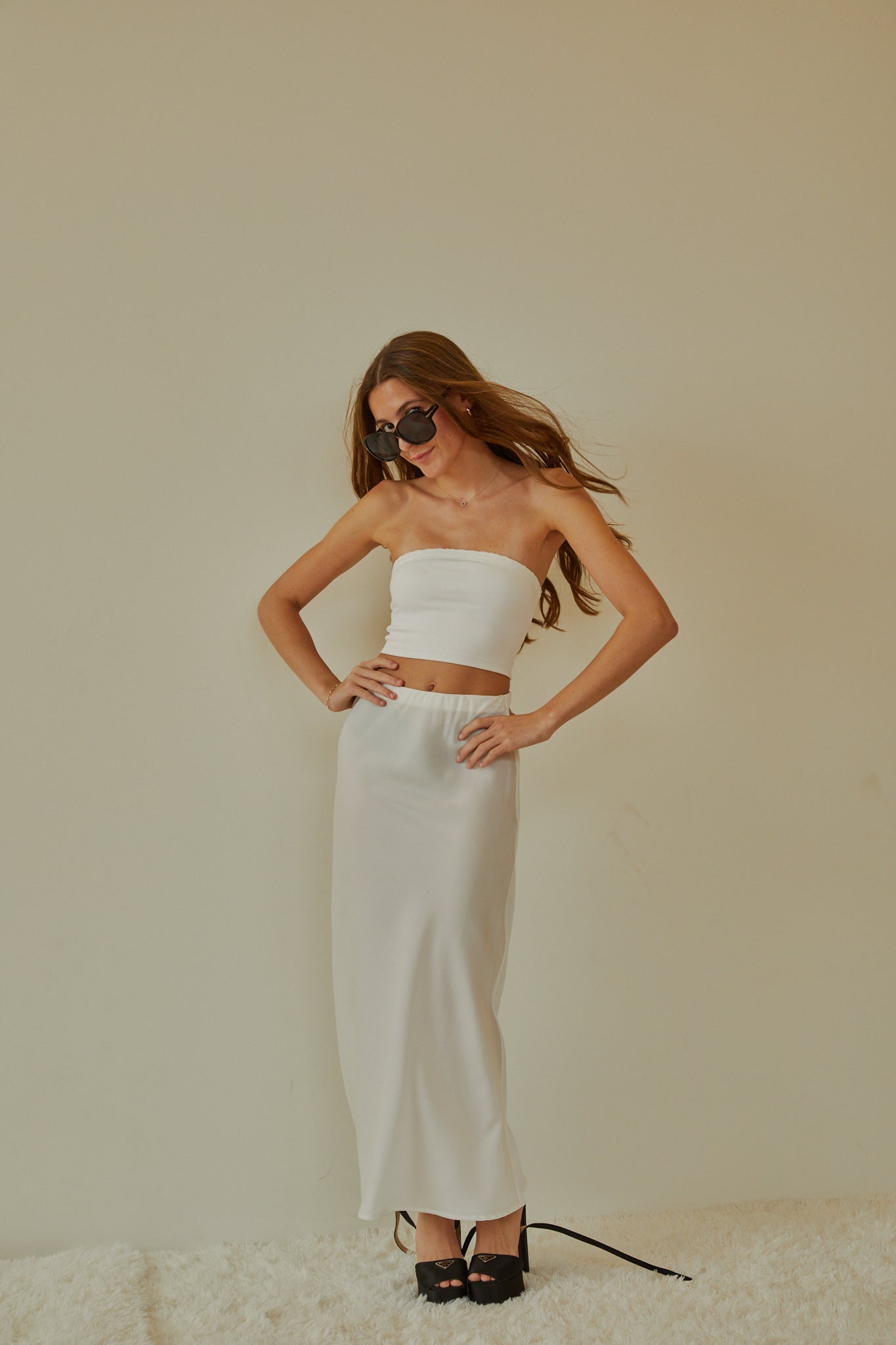 Joey White Satin Maxi