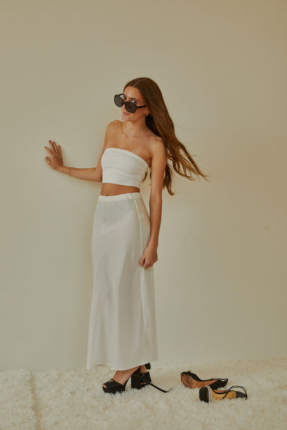 Joey White Satin Maxi
