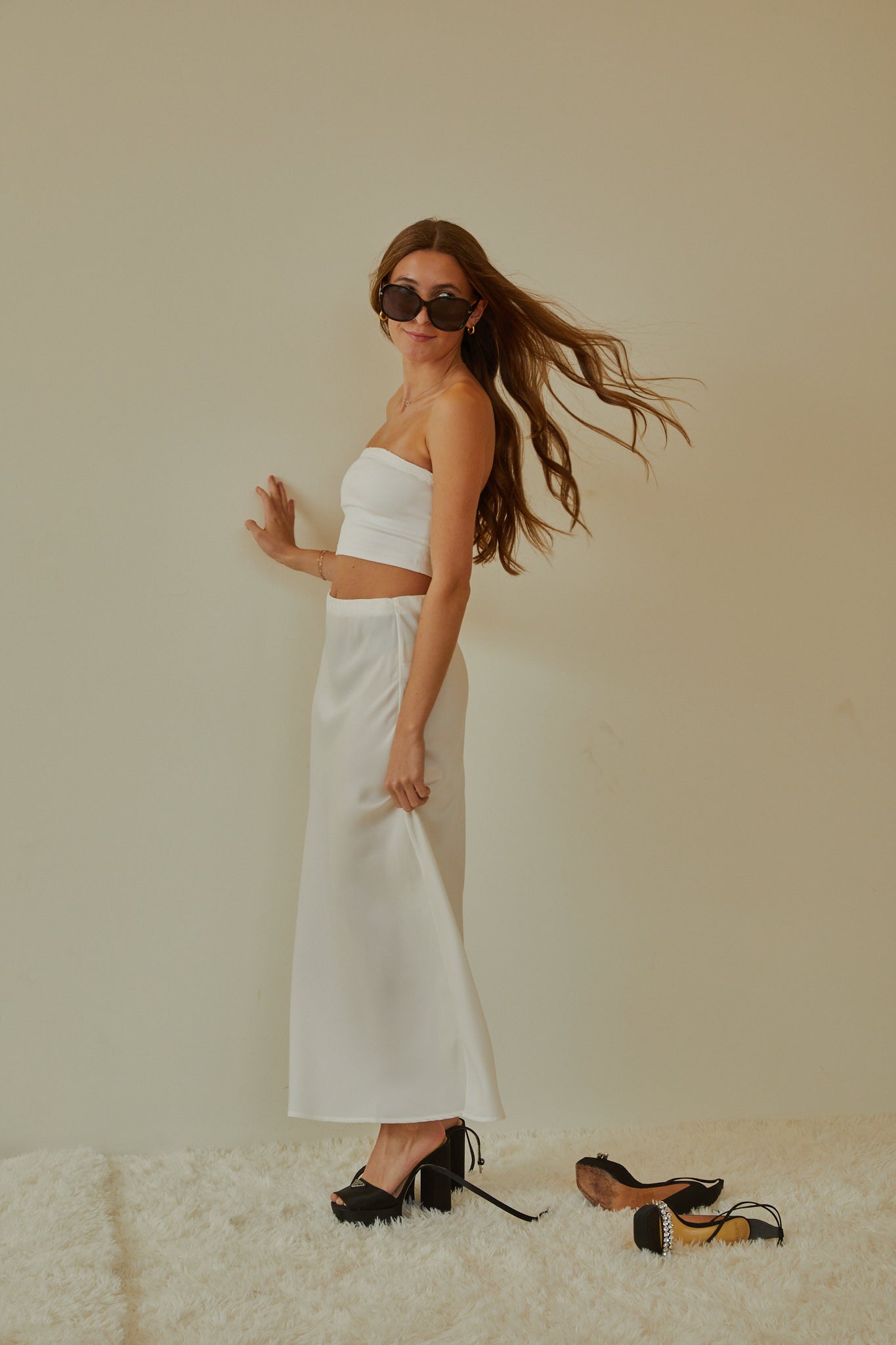 Joey White Satin Maxi