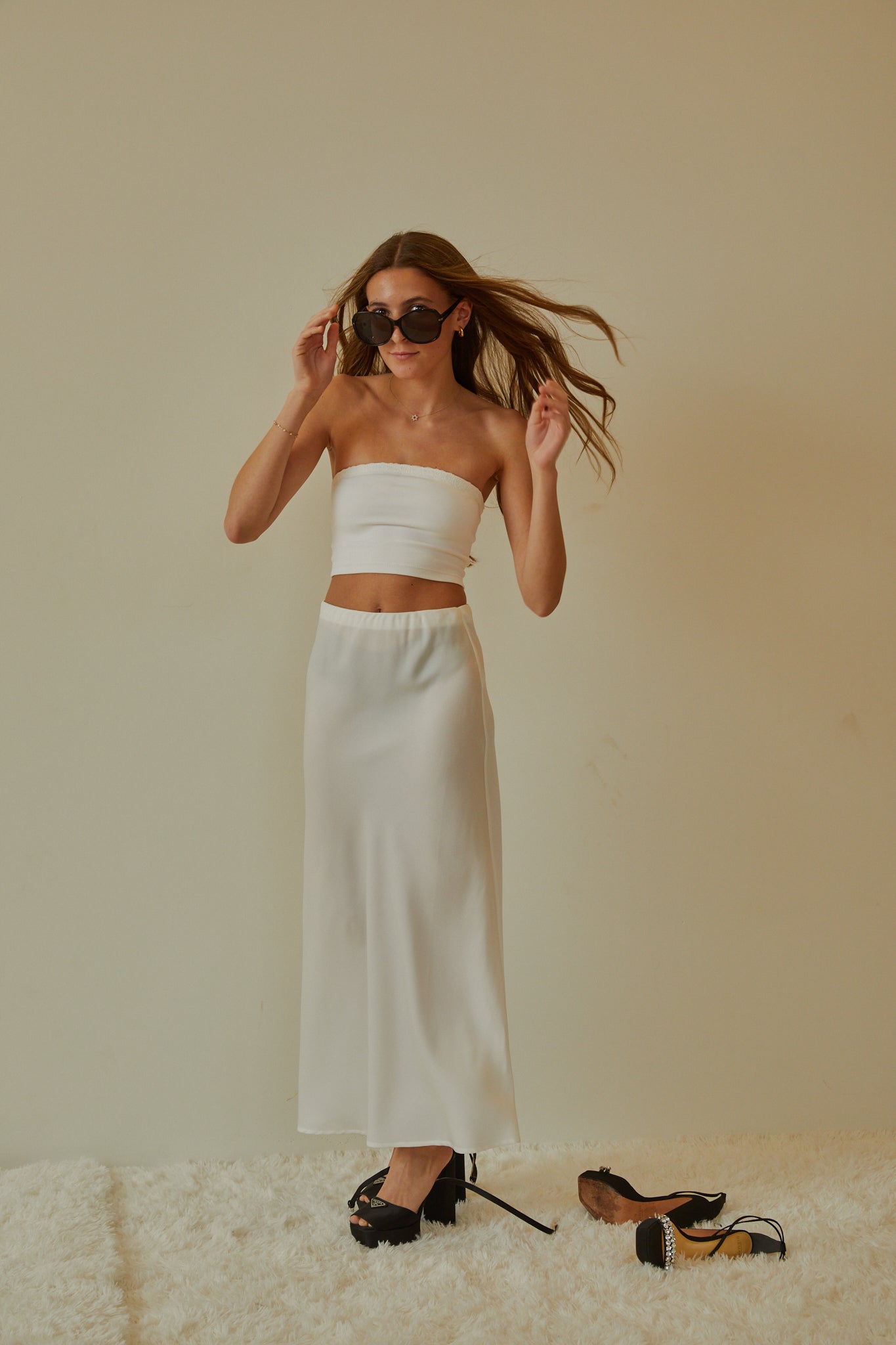 Joey White Satin Maxi