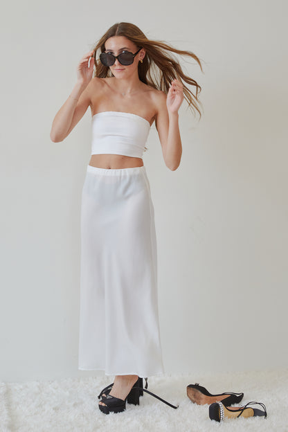 Joey White Satin Maxi