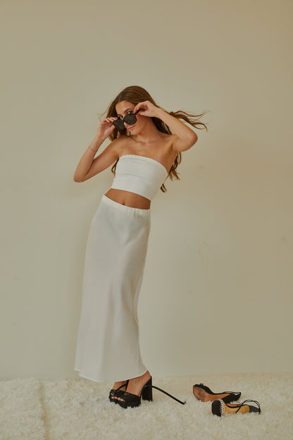 Joey White Satin Maxi