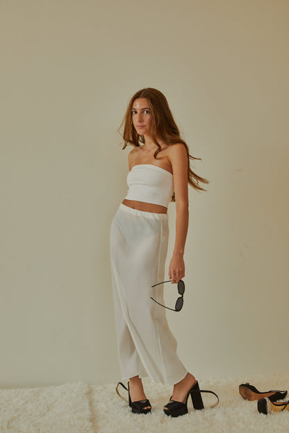Joey White Satin Maxi