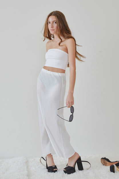 Joey White Satin Maxi