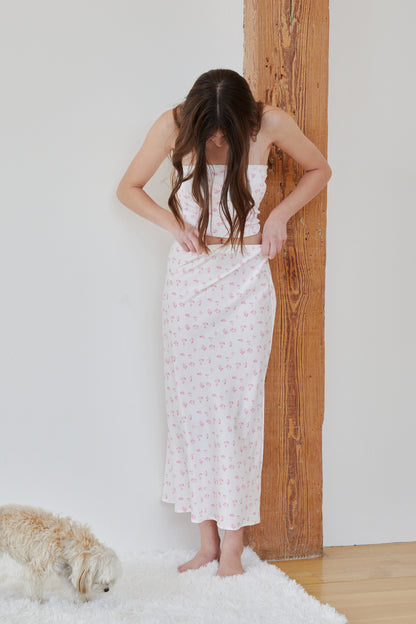 Alexa White With Pastel Pink Ditsy Tube Top