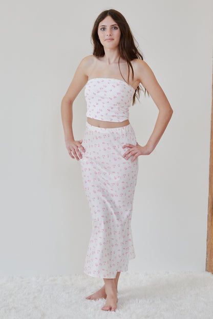 Alexa White With Pastel Pink Ditsy Tube Top