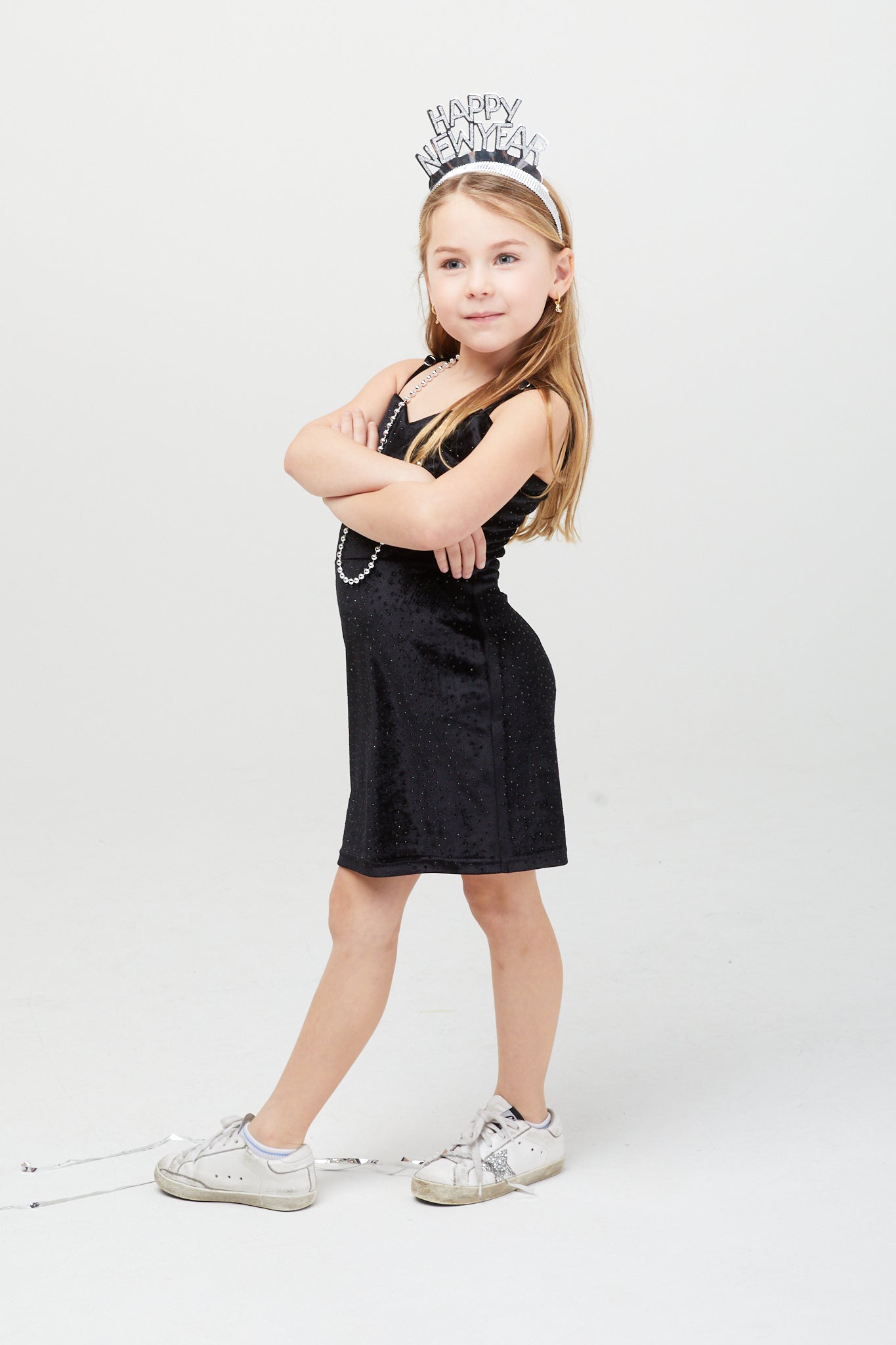 The Serena Dress Black Velour Studs