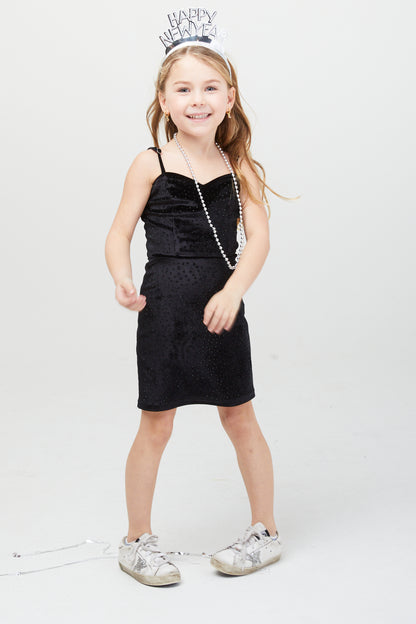 The Serena Dress Black Velour Studs