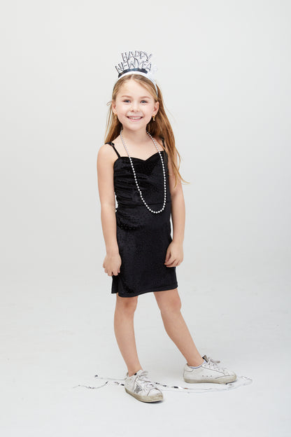 The Serena Dress Black Velour Studs