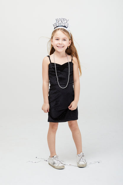 The Serena Dress Black Velour Studs