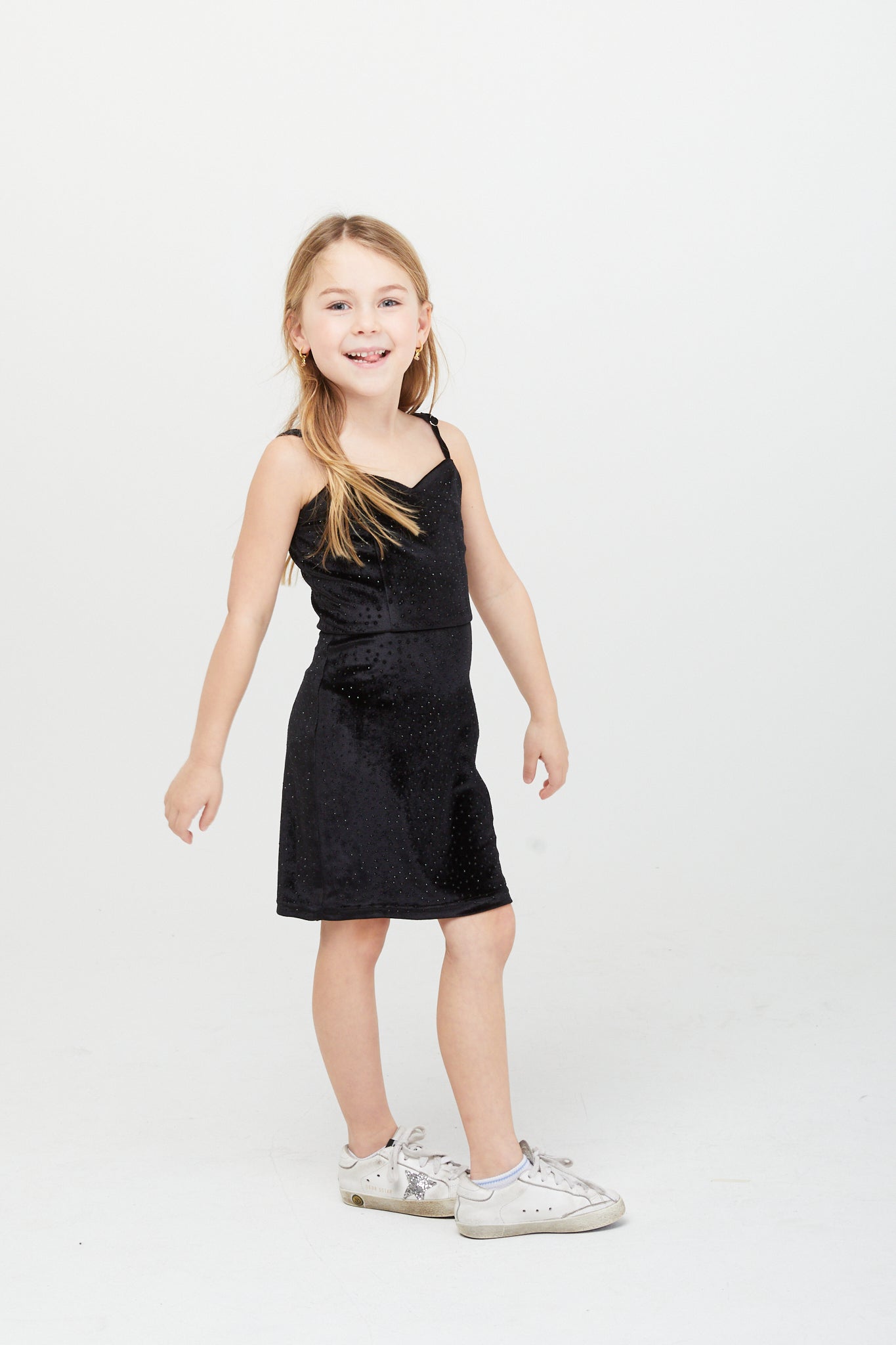 The Serena Dress Black Velour Studs