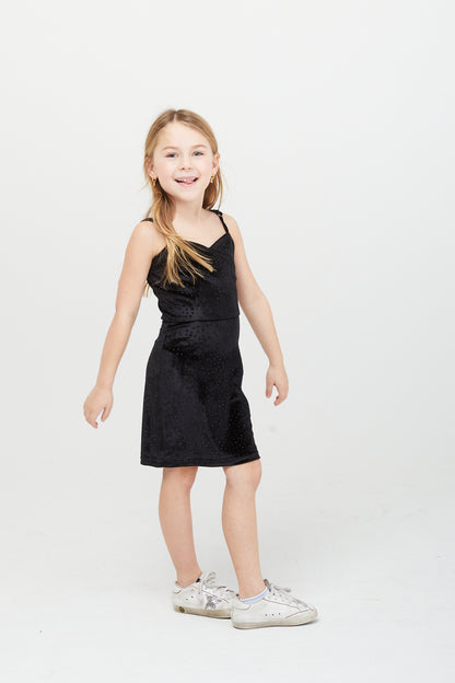 The Serena Dress Black Velour Studs