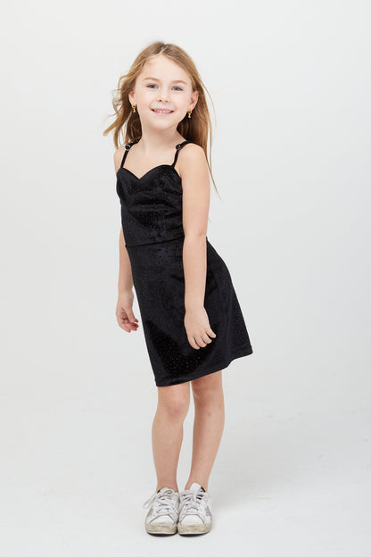 The Serena Dress Black Velour Studs