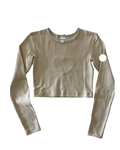 Sloane Champagne Ribbed Heart Long Sleeve