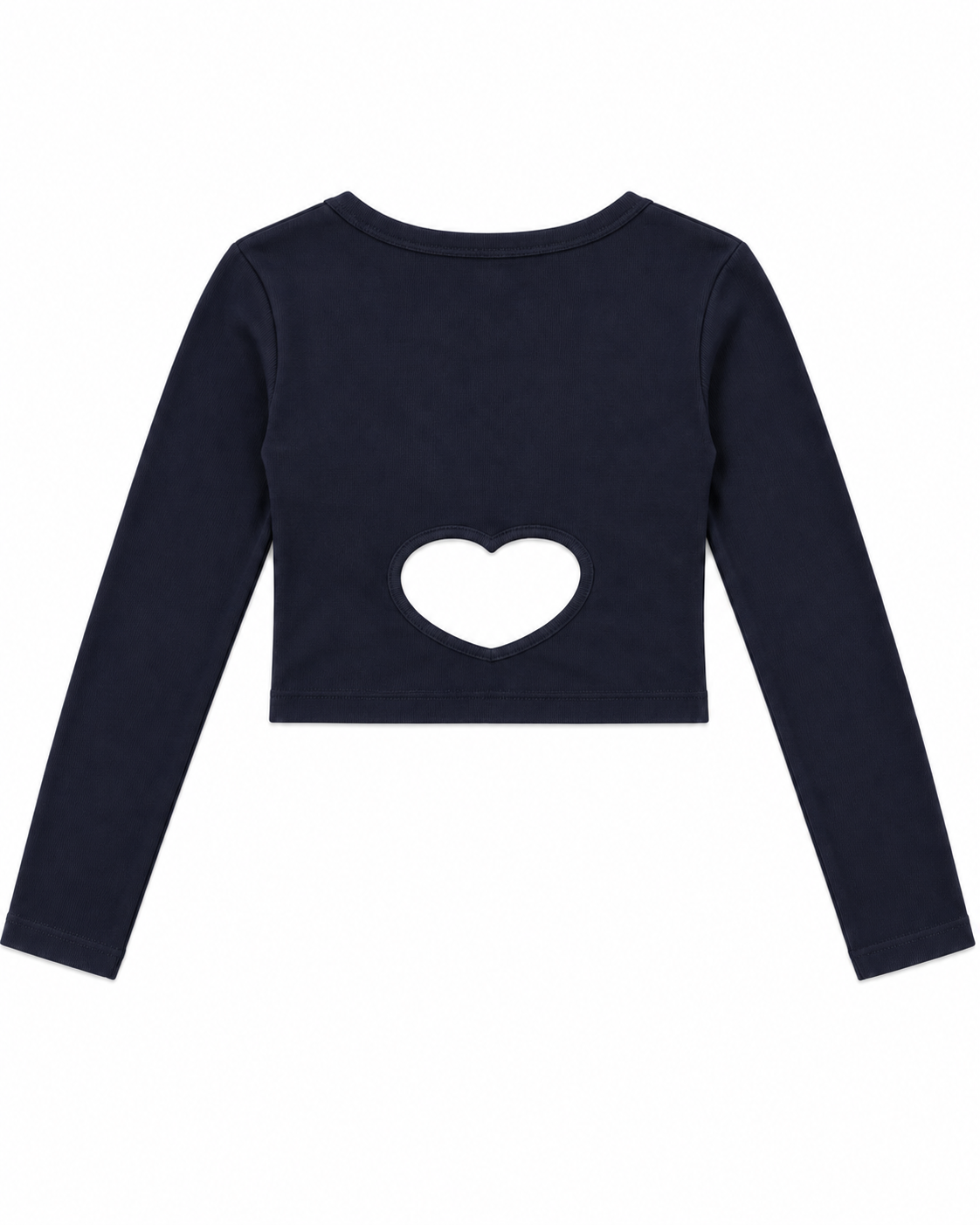 Sloane Navy Ribbed Heart Long Sleeve