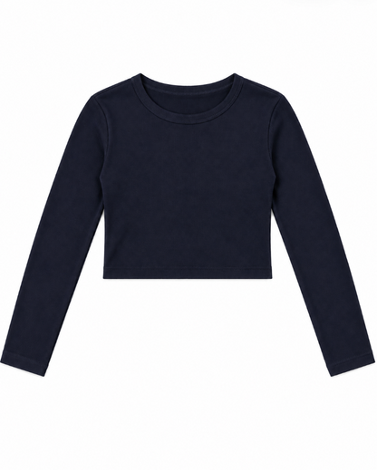 Sloane Navy Ribbed Heart Long Sleeve