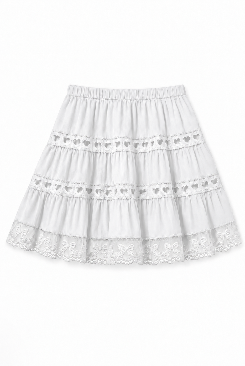 Sofia White Heart & Bow Lace Mini Skirt