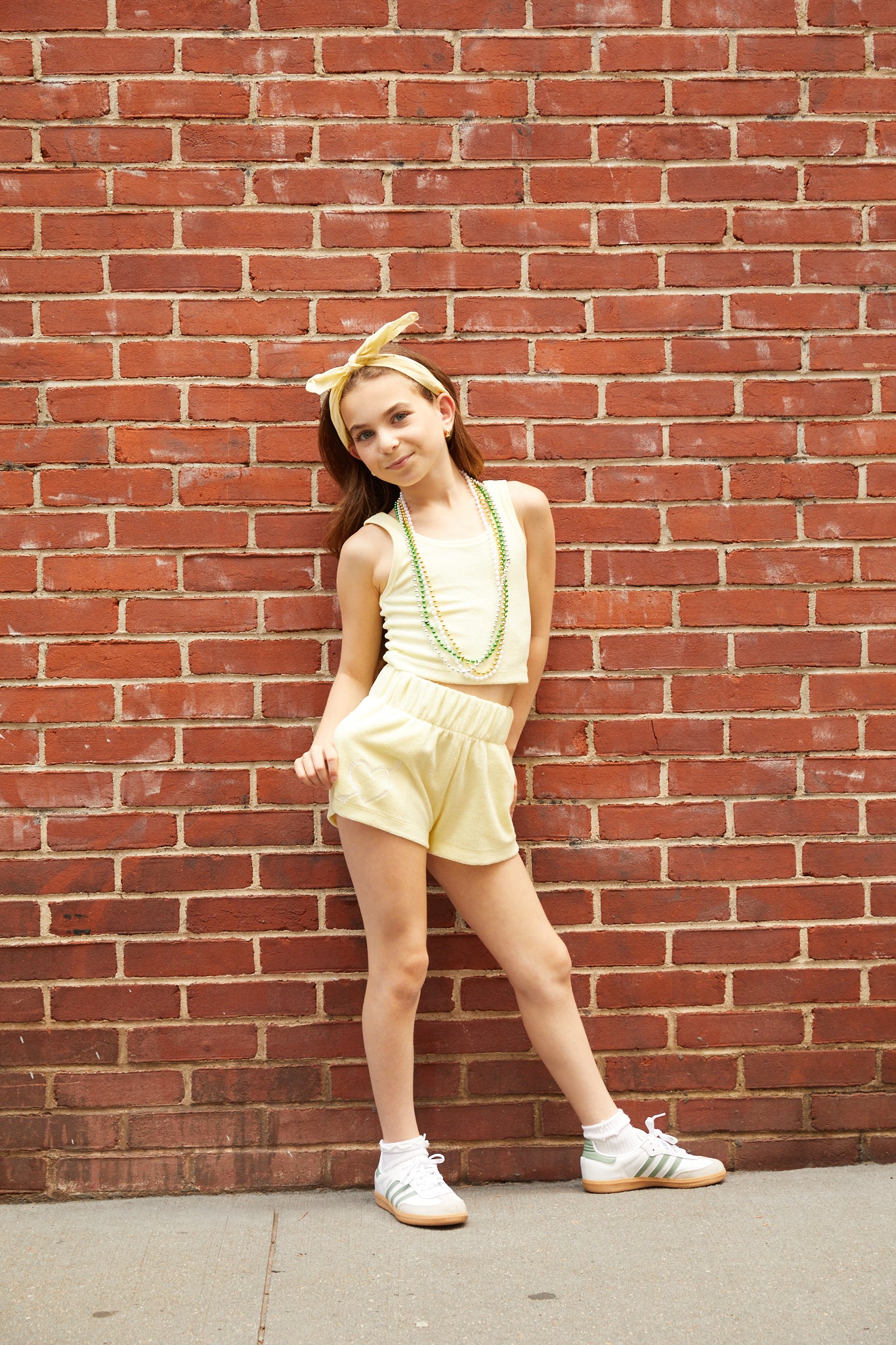 Sammie Pastel Yellow With Heart & Arrow Terry Shorts
