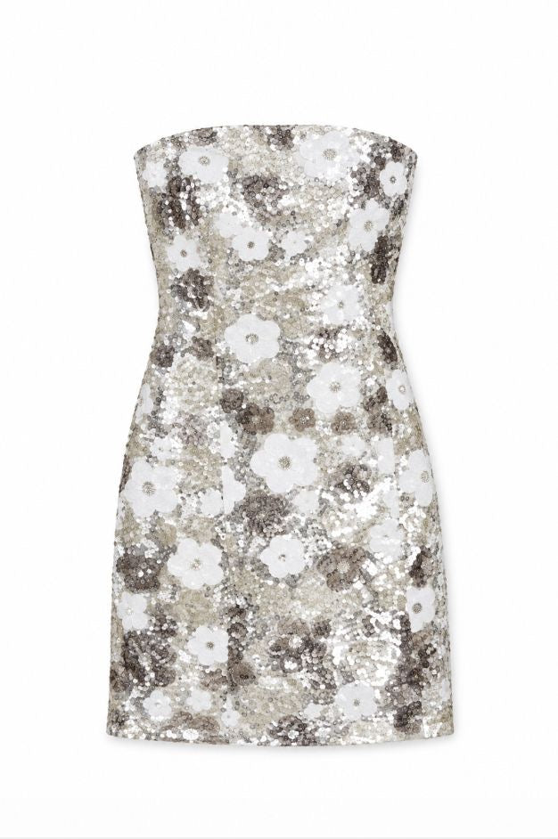 Maizy Silver Flower Sequin Dress