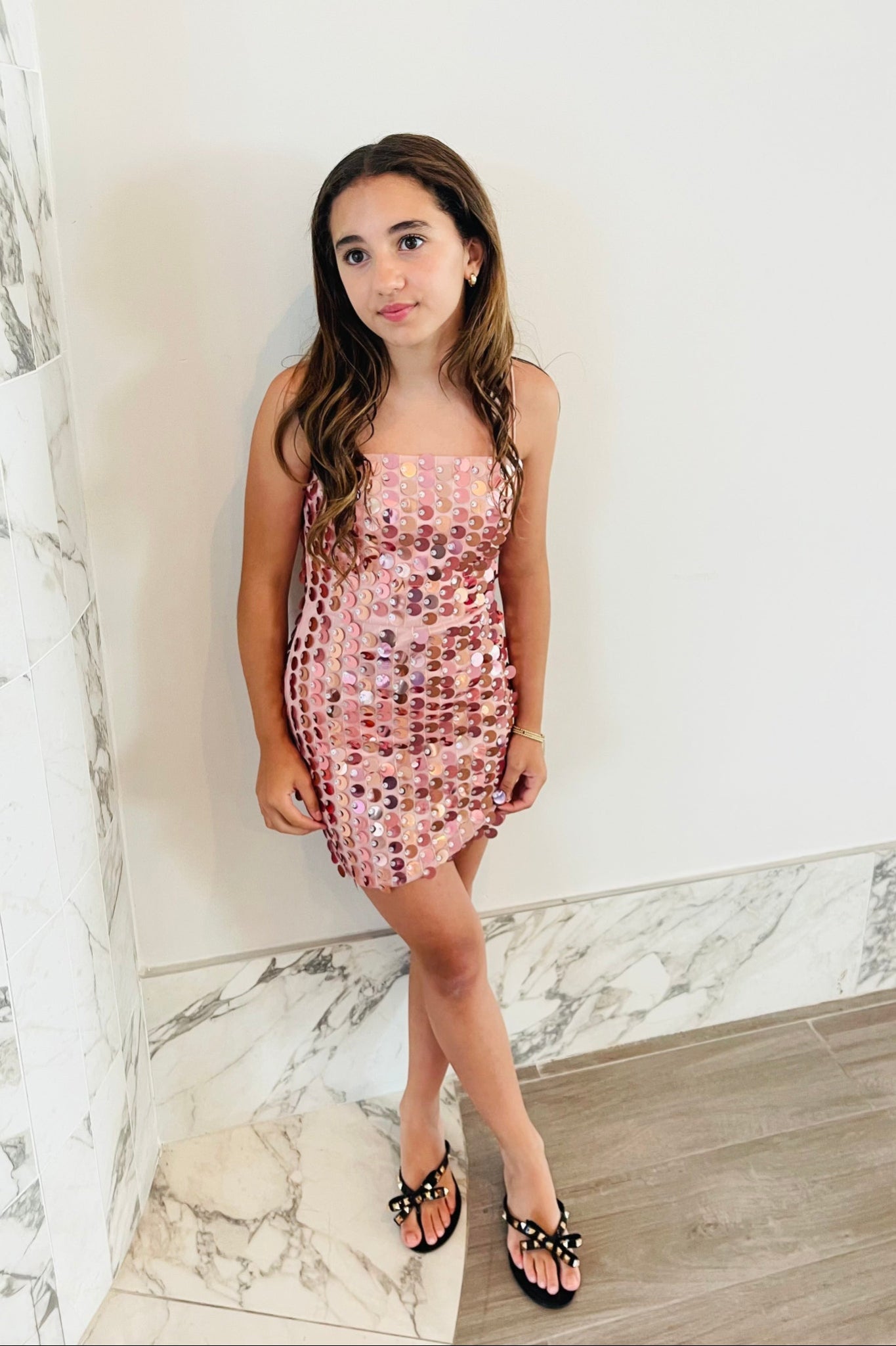 Davie Pink Disco Sequin Dress