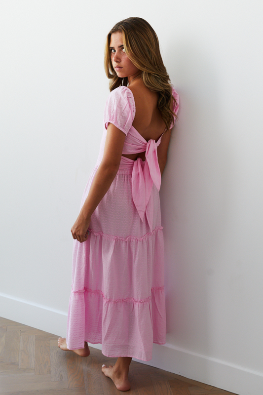 Noa Pink Heart Tie Back Top