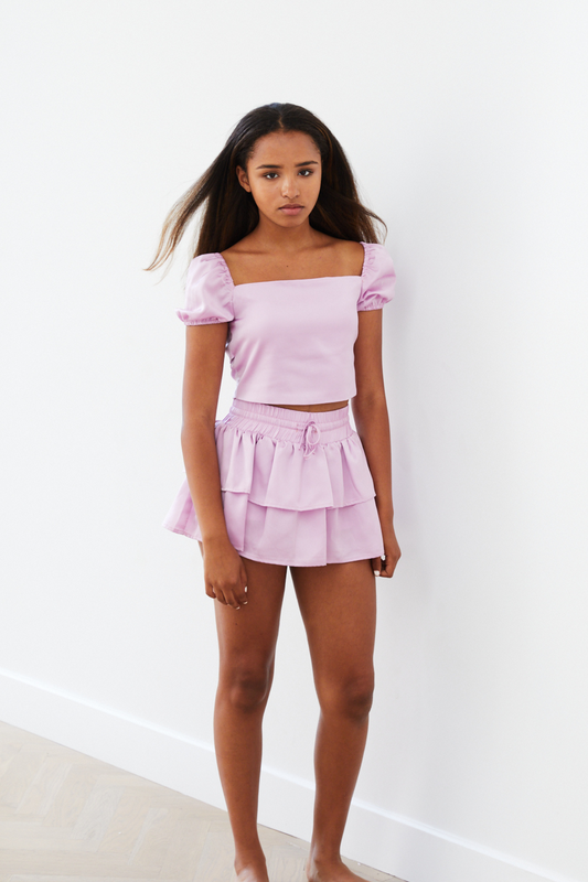 Noa Satin Lavender Tie Back Top