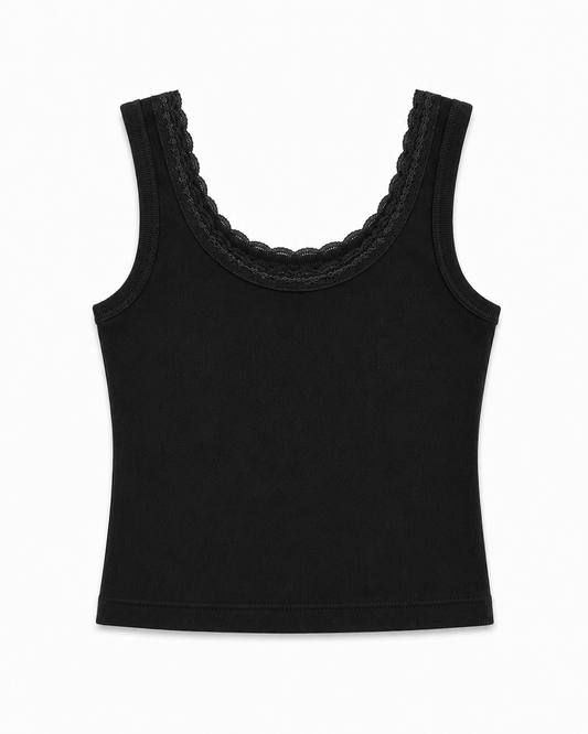 Stella Black Ribbed Top