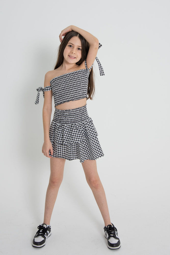 The Jessie Top - Black and White Houndstooth