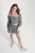 The Zoe Top - Black and White Houndstooth