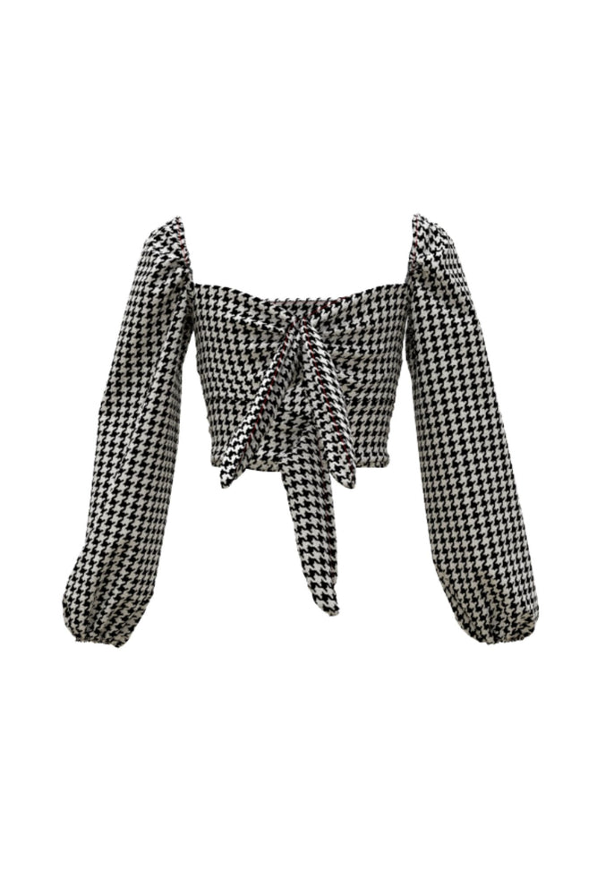 The Zoe Top - Black and White Houndstooth