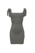 The Chloe Dress - Black and White Houndstooth
