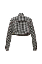 The Crosby Cropped Denim Jacket - Black and White Houndstooth