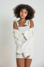 The Crosby Cropped Denim Jacket - White