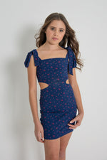 The Goldie Dress  - Navy Polka Dot